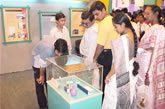 Local people eagerly viewing exhibits