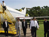 Governor Ishihara receiving a briefing on the plant during the inspection